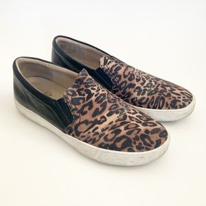 Naturalizer Marianne Leopard Print Slip On Sneakers 8 Black Tan